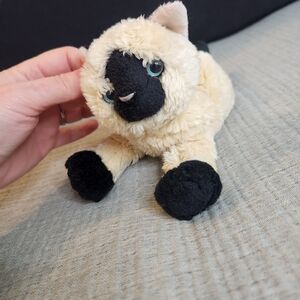 Sasha Siamese Cat Plush Kitten Laying Floppy Toy Blue Eyes